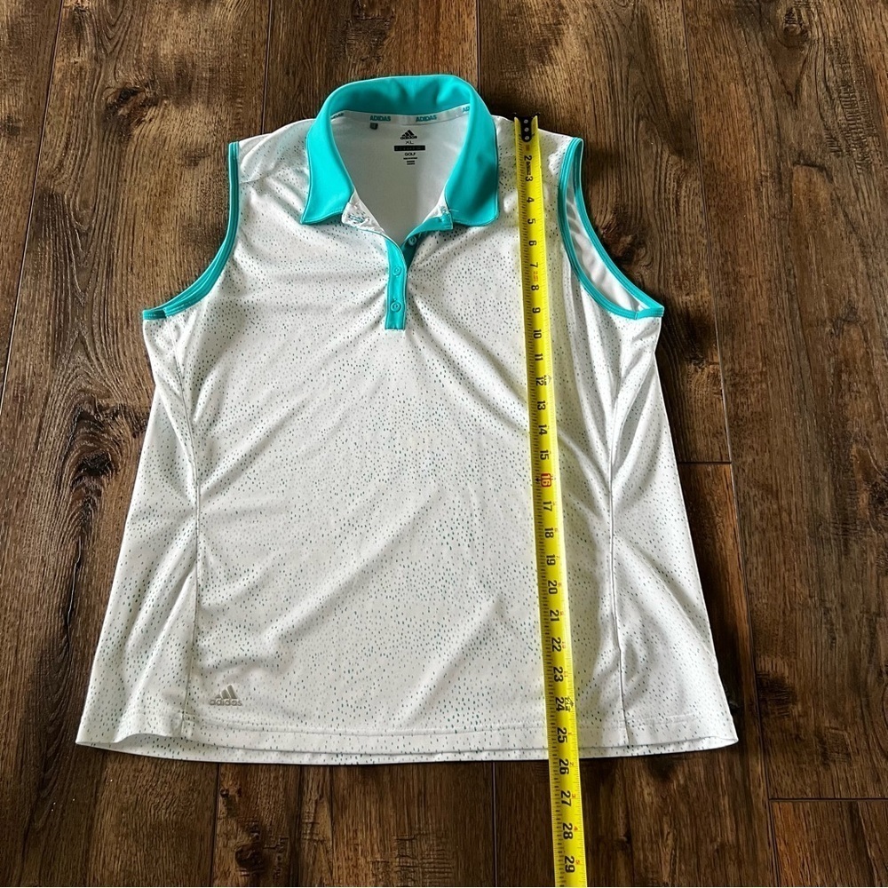 Adidas Women’s Golf Sleeveless Polo Shirt White Turquoise Green Size XL - Picture 5 of 10
